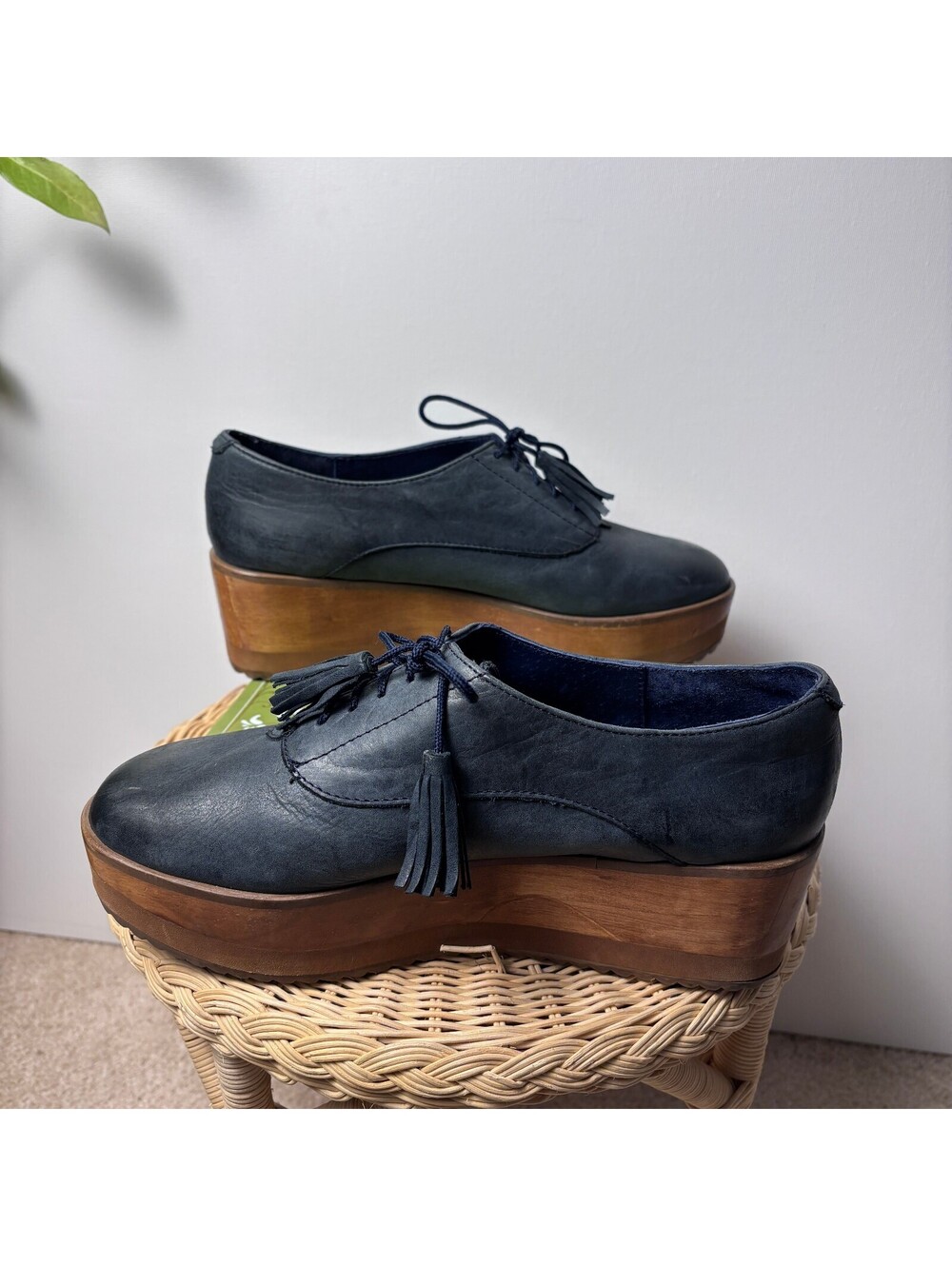 Five Worlds Blue Leather Platform Loafers - Picture 3 of 8